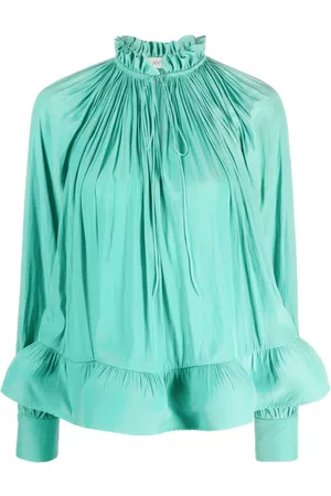 Lanvin Blusa fruncida con volantes
