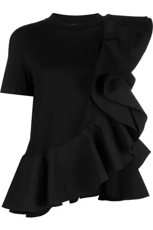 Alexander McQueen Camiseta asimétrica con volantes