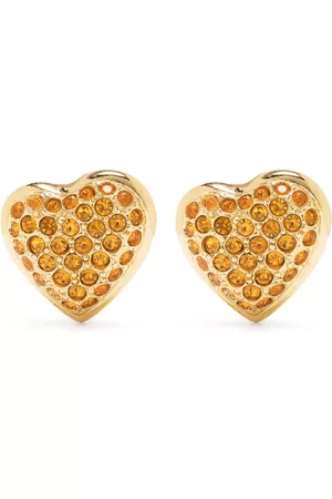 Saint Laurent Pendientes de clip con corazón de strass 1990