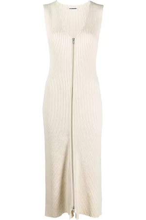 Jil Sander Vestido midi con cuello en V