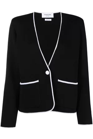 Thom Browne Chaqueta sin cuello con ribete en contraste