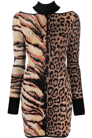 Roberto Cavalli Vestido midi con animal print