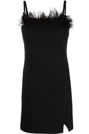 Twin-Set Vestido corto con ribete de plumas