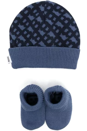 HUGO BOSS Conjunto de gorro y slippers estampados