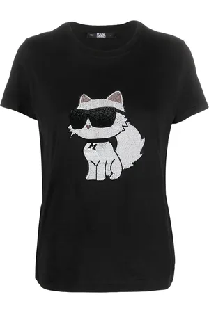 Karl Lagerfeld Camiseta Ikon Choupette con strass