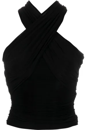 Saint Laurent Top fruncido con cuello halter