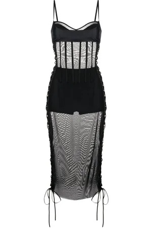 MONSE Vestido midi con detalle de cordones