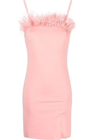 Twin-Set Vestido corto con ribete de plumas