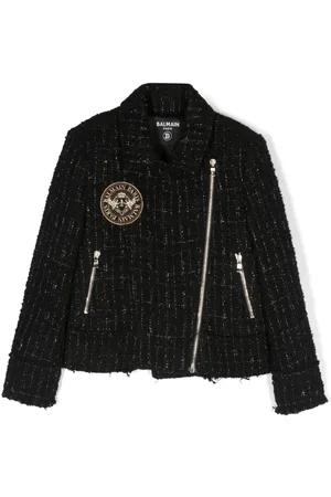 Balmain Chaqueta de tweed con parche del logo