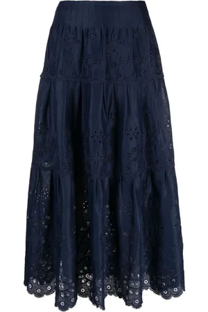 Ralph Lauren Falda midi con ojales bordados