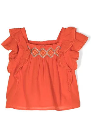 Ralph Lauren Blusa con bordado y volantes