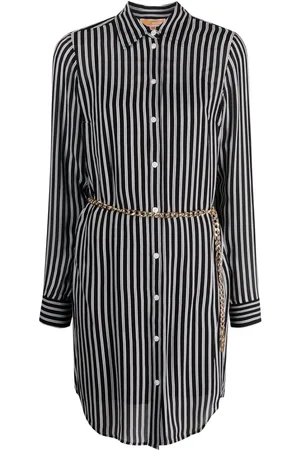 Michael Kors Vestido camisero con cinturón y rayas estampadas