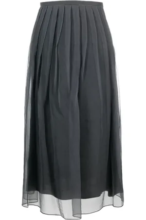 Brunello Cucinelli Falda midi plisada