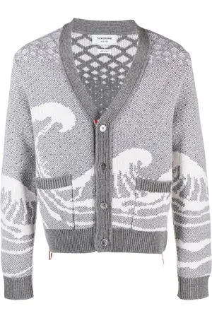 Thom Browne Cárdigan de punto con ondas estampadas