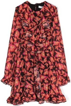 Msgm Vestido de organza con volantes