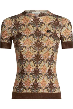 Etro Top de canalé con estampado de cachemira