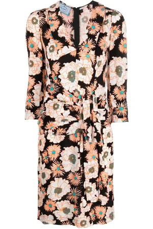 Prada Vestido cruzado con motivo floral 2000