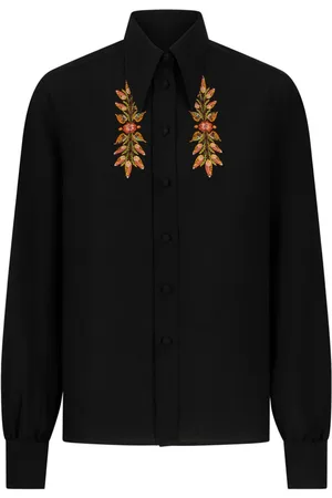 Etro Camisa con hojas bordadas