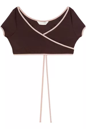 Palm Angels Top de bikini con diseño cruzado