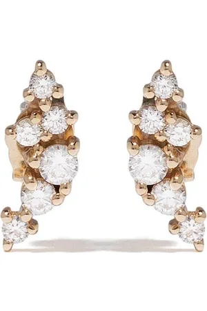Mizuki Pendientes Sea of Beauty pequeños en oro amarillo de 14kt con diamantes