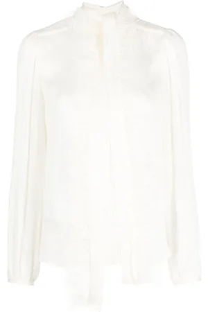 Twin-Set Blusa con ribete de plumas