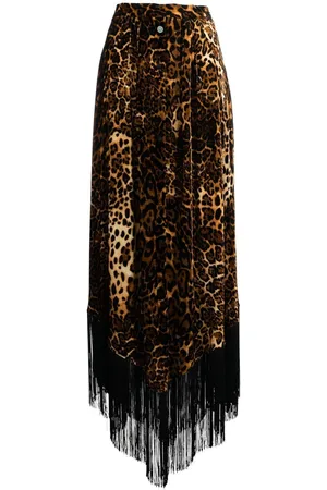 Roberto Cavalli Falda larga con estampado de leopardo