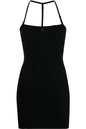 Courrèges Vestido corto de canalé con parche del logo