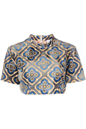 Etro Top corto de terciopelo con estampado abstracto