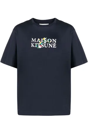 Maison Kitsuné Camiseta con logo bordado y cuello redondo