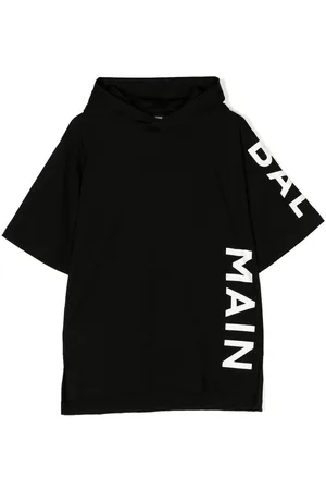 Balmain Vestido con logo estampado y capucha