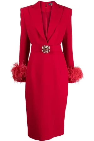 ANDREW GN Vestido con plumas en los puños