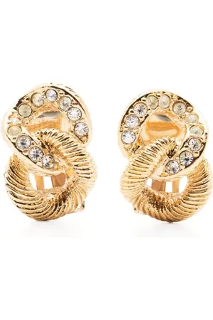Dior Pendientes de clip con corazón de strass 1990