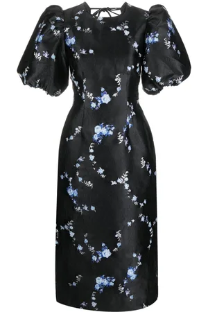 Ganni Vestido midi con motivo floral en jacquard