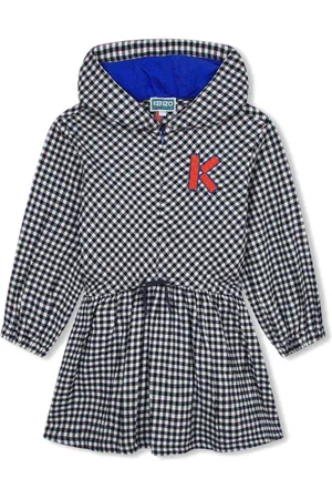 Kenzo Vestido con capucha y cuadros estampados