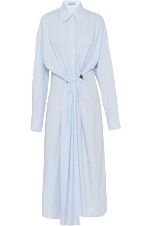 Prada Vestido camisero a rayas con detalle de imperdible