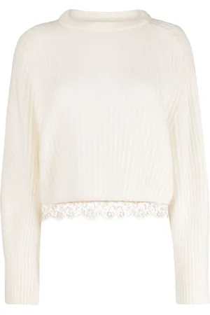 Fabiana Filippi Jersey de canalé con ribete de encaje