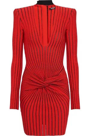 Balmain Vestido de canalé con manga larga