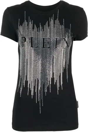 Philipp Plein Camiseta con logo y detalles de cristal