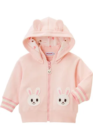 Miki House Chaqueta con conejo bordado y capucha
