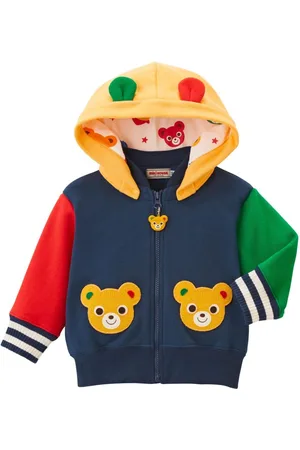 Miki House Chaqueta con oso bordado y capucha