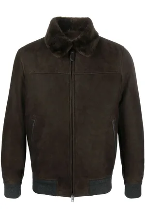 BRIONI Chaqueta con cuello de pelo