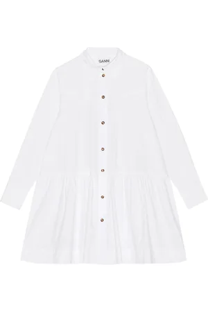 Ganni Vestido camisero con cuello de pico