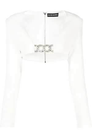 DAVID KOMA Top corto con apliques de cristal