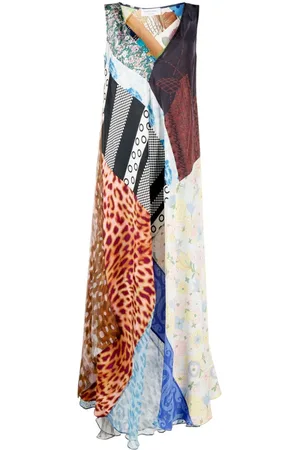 Marine Serre Vestido Regenerated con diseño patchwork