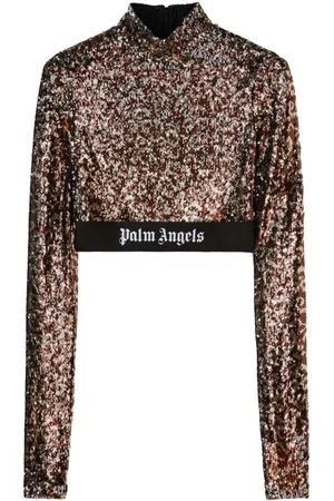 Palm Angels Top corto con lentejuelas