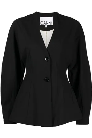 Ganni Blazer con cuello en V y botones