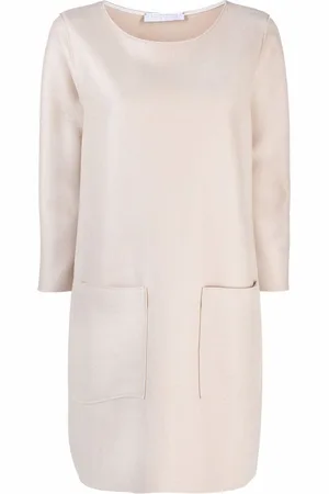 Harris Wharf London Vestido de manga larga con cuello redondo