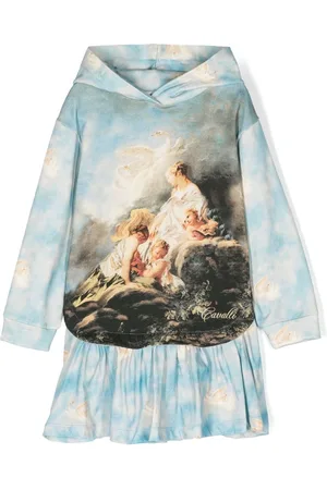 Roberto Cavalli Vestido con capucha y motivo gráfico