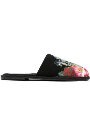 Barrie Slippers con motivo floral en intarsia