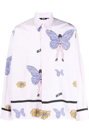 GCDS Camisa con estampado de mariposas